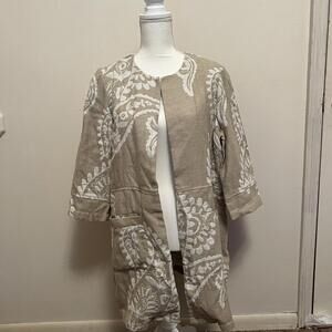 Chico’s  Jaquard Paisley Boho Oversized Cotton Linen Topper  Grannycore